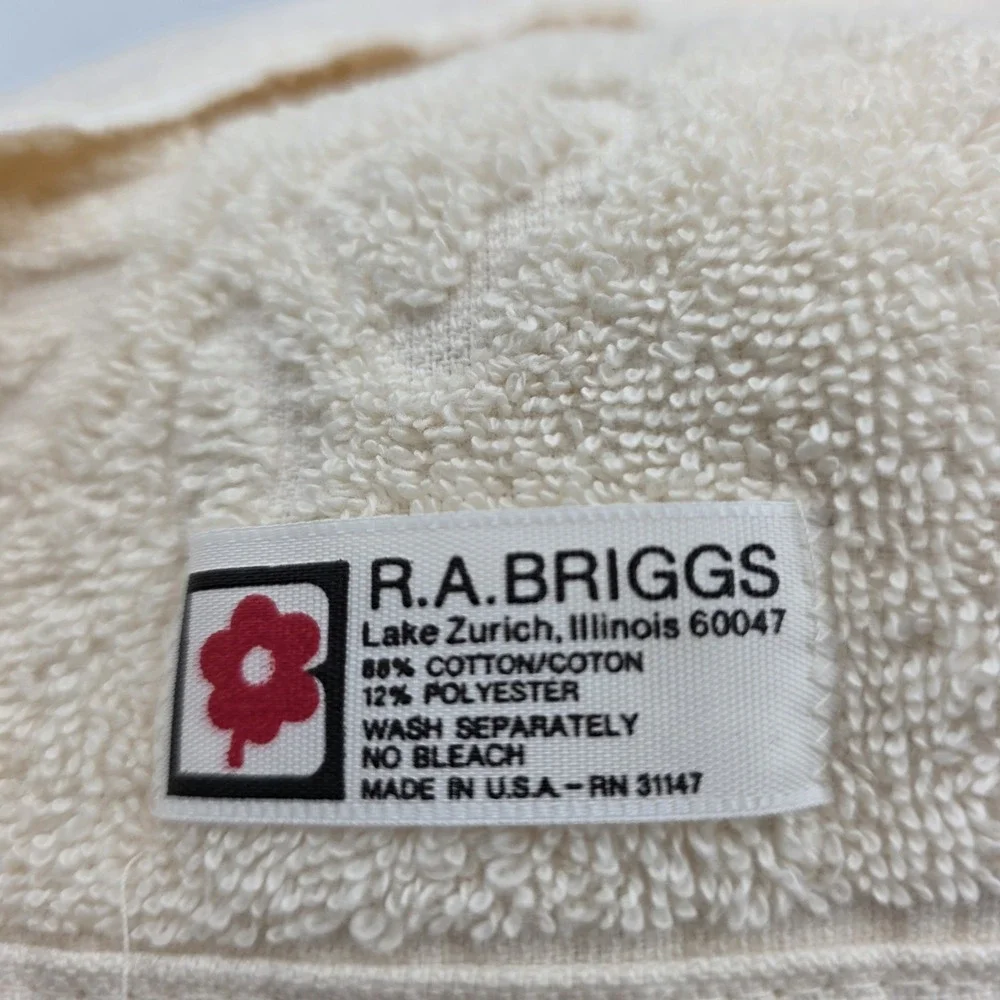 VTG R.A. Briggs‎ Bath Towel & Washcloth 2-Piece Blue Ivory Butterfly Embroidered